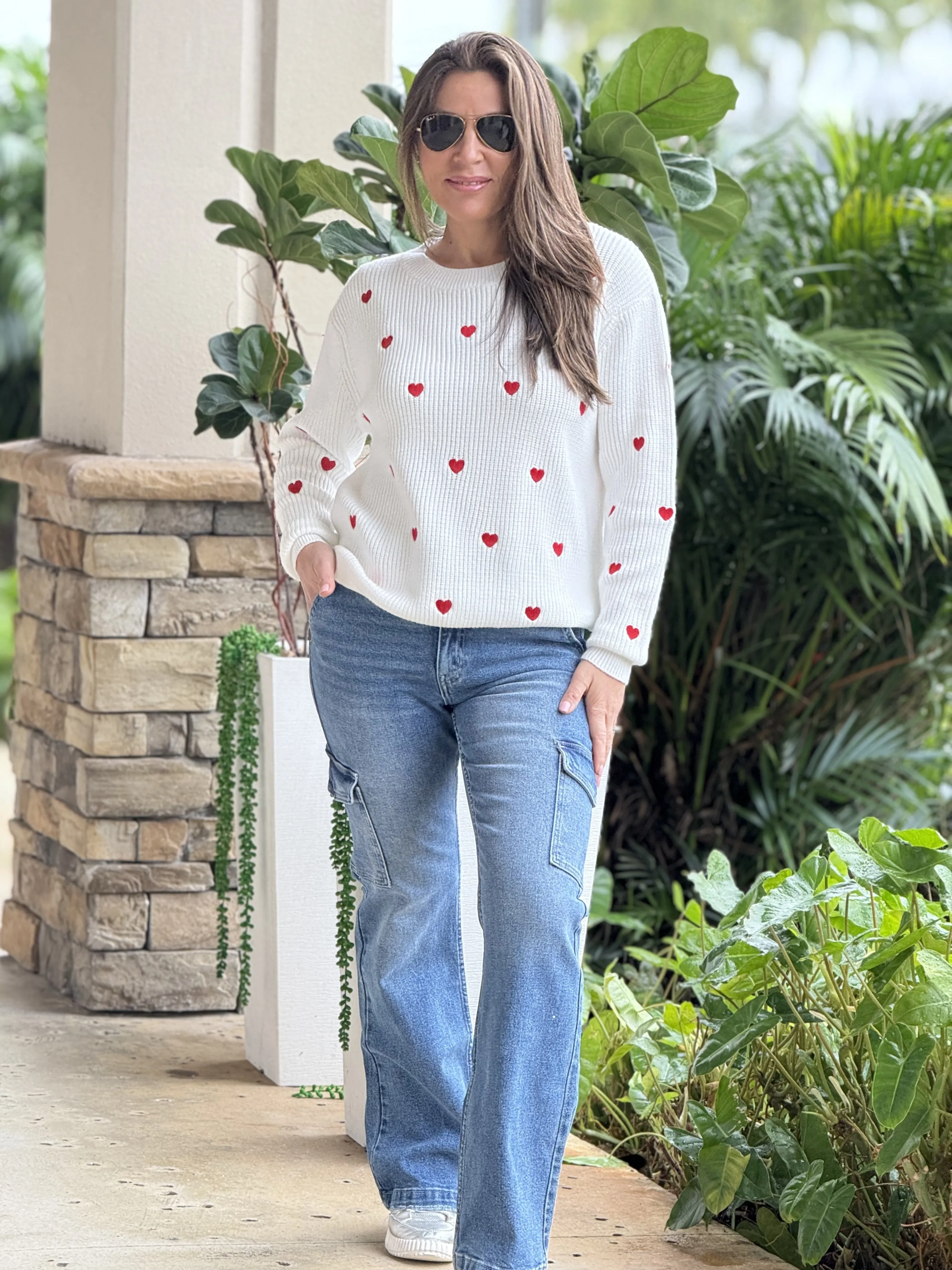 "Wanda" Heart Shape Long Sleeve Sweater