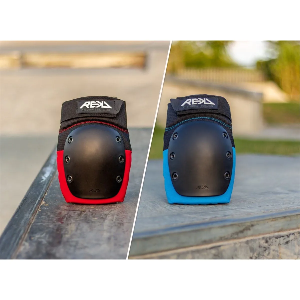 REKD Skateboard Skate Scooter BMX Ramp Knee Pads - Black / Red